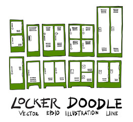 Set of locker doodle illustration Hand drawn Sketch line vector eps10