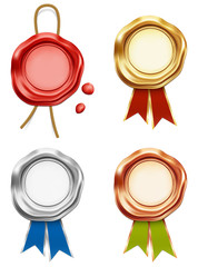 Wax stamp seal, golden, silver, bronze quality brand guarantee award