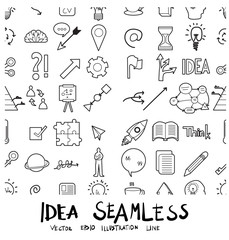 Idea Doodle background seamless pattern line icon vector set eps10