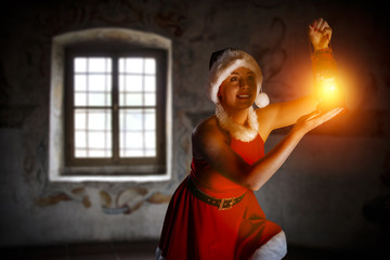 santa claus woman and lamp 