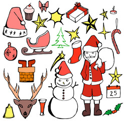 Set of christmas doodle illustration Hand drawn Sketch line vector eps10