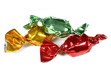 wrapped candies isolated on white background