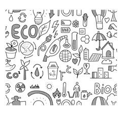 eco doodle seamless backround pattern sketch vector ink eps10
