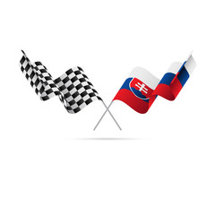 Checkered and Slovakia flags. Vector illustration.