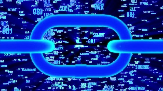 Blockchain. Cripto currency bitcoin. Global internet worldwide. Software Web Developer Programming Code. Javascript Abstract Computer Script. Video available in 4K FullHD and HD render footage