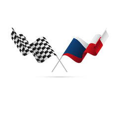 Checkered and Czech Republic flags. Vector illustration.