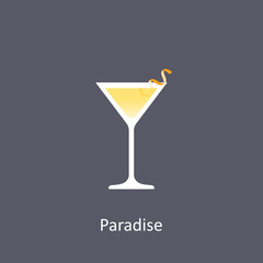 Paradise cocktail icon on dark background in flat style