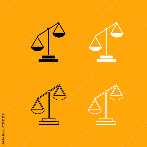 "Law scale black and white set icon." Stock image and royalty-free