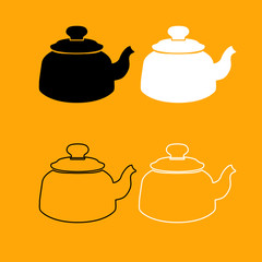 Teapot black and white set icon.
