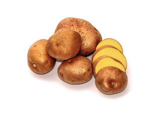 potatoes on a white background