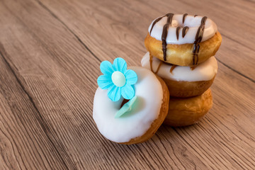 Unusual donuts on table
