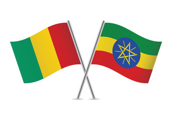 Guinea and Ethiopia flags.Vector illustration.