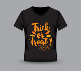 T-shirt print Trick or treat? Halloween black t-shirt