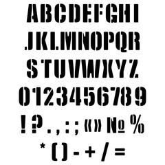 Алфавит английский в виде трафарета. Оригинальная векторная иллюстрация.