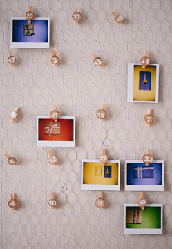 Handmade advent calendar with gifts