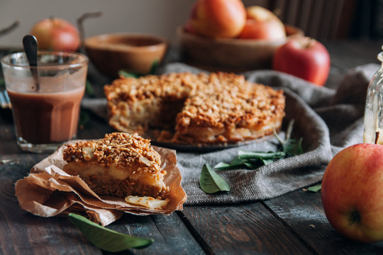 Homemade delicious crumble apple pie