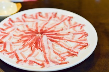 Kagoshima Kurobuta Pork Slices on White Plate