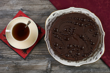 Chocolate cheesecake with chocolate glaze