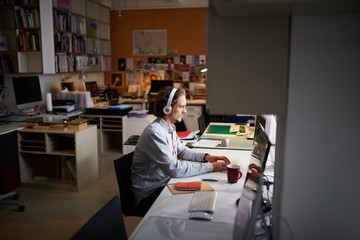 Start up businessman working at computer in office