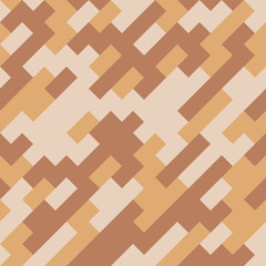 Vector seamless pattern with diagonal random strokes in pastel colors: brown, orange and beige. Abstract background.