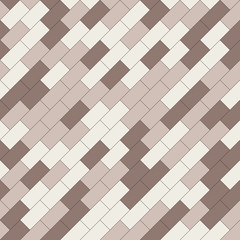 Vector seamless pattern with diagonal bricks in pastel colors: brown and beige. Abstract background.