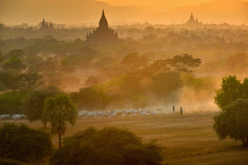 The Ancient temple in Bagan duringr sunset , Myanmar