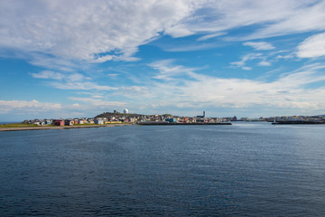 Fototapeta premium The town of Vardo in Finnmark county, Norway. Vardo is the easternmost town in Norway.