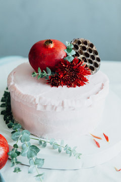 Pomegranate meringue layered cake