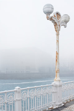 Old classic lamppost in San Sebastian promenade