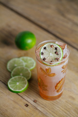 Fall alcoholic beverage in a tall pint glass