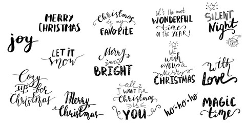 Set of Christmas lettering handwritten