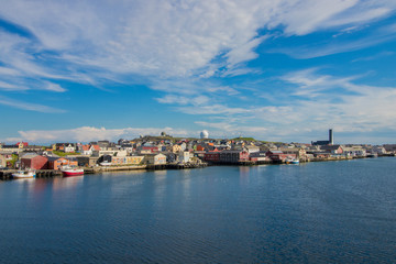 Fototapeta na wymiar The town of Vardo in Finnmark county, Norway. Vardo is the easternmost town in Norway.