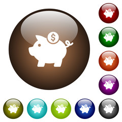 Dollar piggy bank color glass buttons