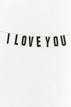 I Love You banner on a string