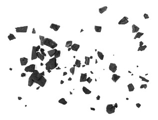Fototapeta na wymiar Pile black coal isolated on white background, top view 