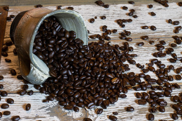 Coffee Beans spilt Out of Mug
