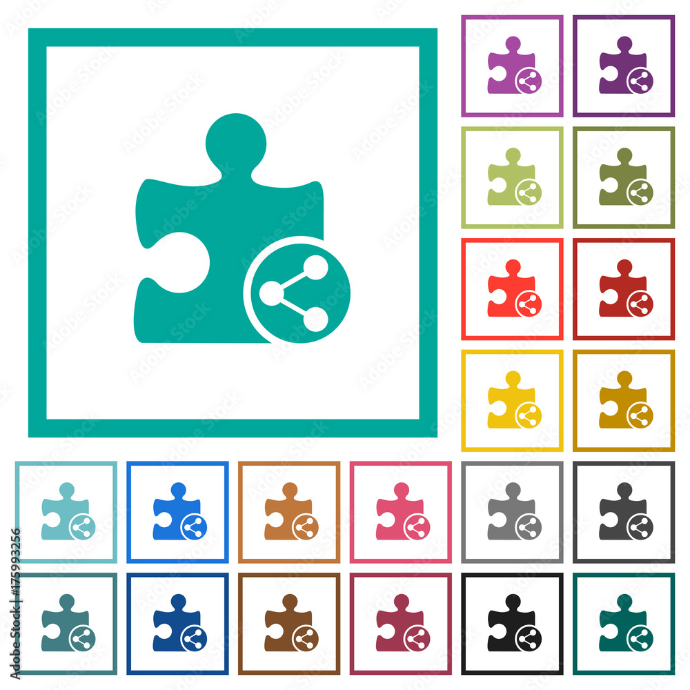 Poster share plugin flat color icons with quadrant frames