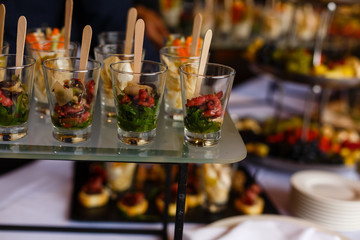 shrimp salad Finger Food on buffet line