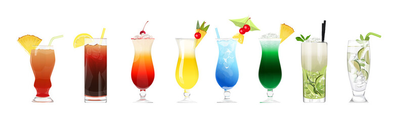 Alcohol cocktails set.