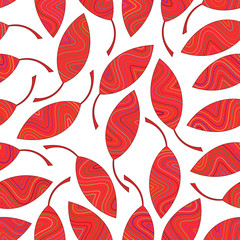 Fototapeta na wymiar Seamless pattern of red striped leaves