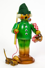 Vintage German Hunter With Dog Nutcracker Incense Burner Smoker Decoration