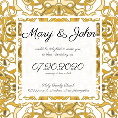 Invitation card template with openwork pattern