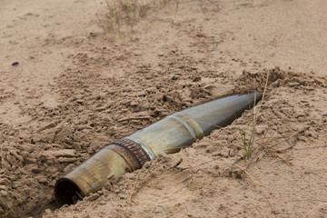 old artillery iron shell