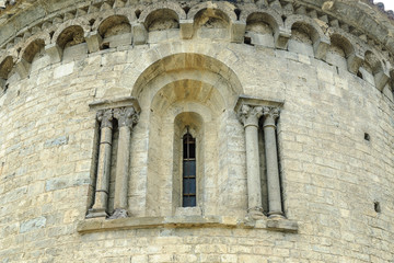 Fototapeta na wymiar window of Romanesque church in the locality of Beget, Gerona, Spain.