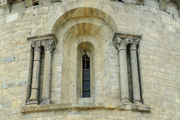 window of Romanesque church in the locality of Beget, Gerona, Spain.