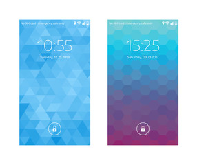 Two mobile wallpapers. Geometric background. Mobile interface. Vector illustration.