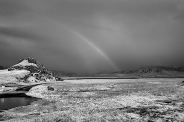 South Coast of Iceland in Infrared with rainbow