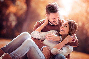 Young couple in love outdoor