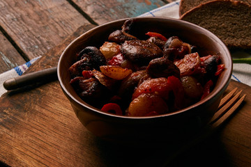 Roasted vegetables mushrooms, potato, bell pepper, tomato