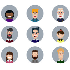 Avatars set. Various human faces. Vector illustration.